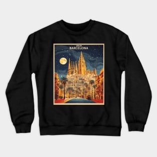 Barcelona Starry Night Spain Travel Tourism Retro Vintage Crewneck Sweatshirt